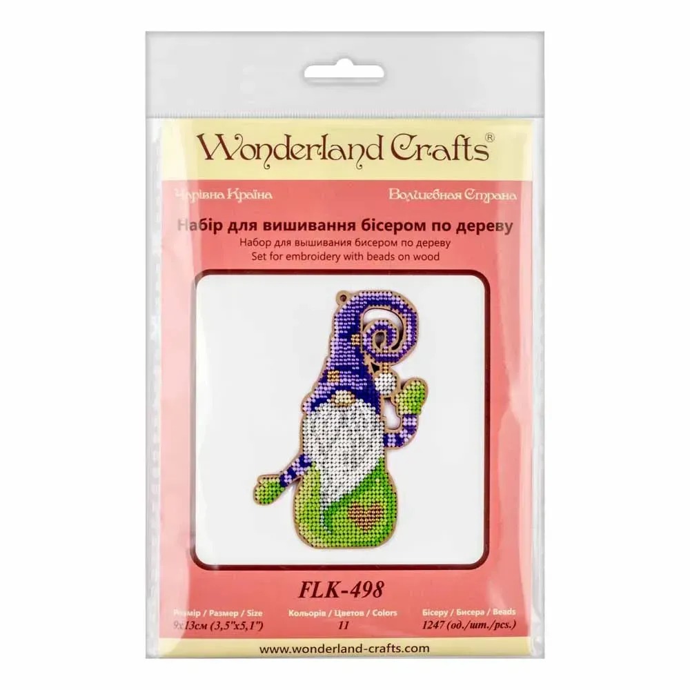 Fairy Gnome - Christmas Ornament Wooden Bead Kit, different perspective #1, zoomed in. Select this picture to zoom back out.