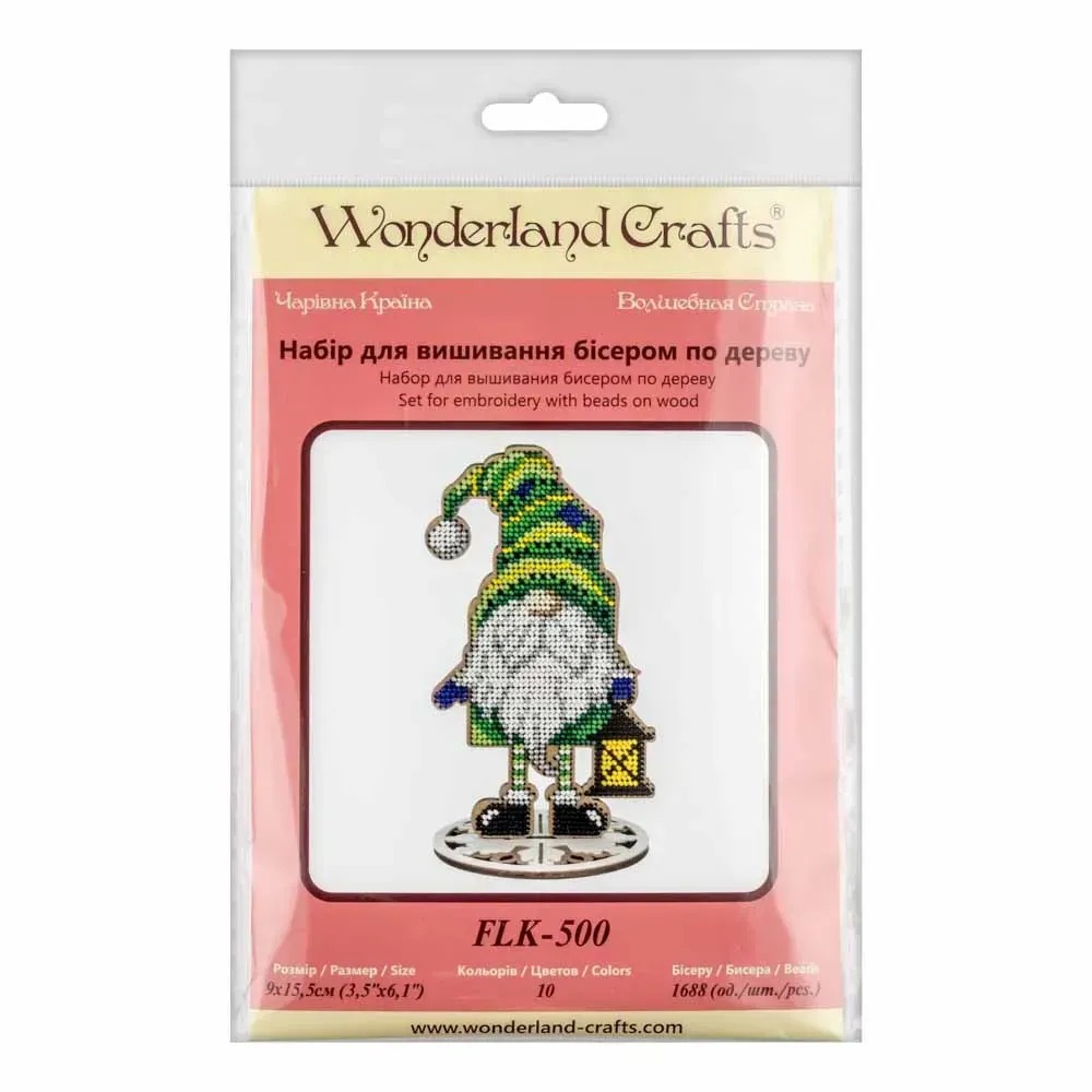 Festive Gnome - Christmas Ornament Wooden Bead Kit, different perspective #1, zoomed in. Select this picture to zoom back out.