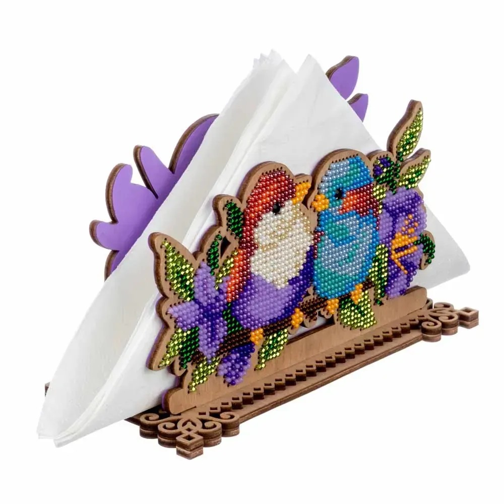Napkin Holder - Blue Tit - Wooden Bead Kit, different perspective #1, zoomed in. Select this picture to zoom back out.