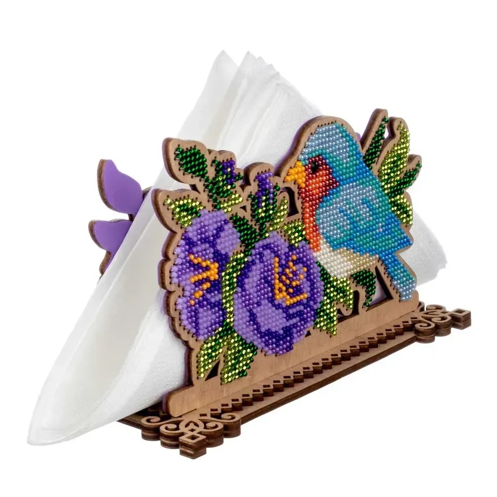 Napkin Holder - Blue Tit - Wooden Bead Kit, different perspective #2, zoomed in. Select this picture to zoom back out.