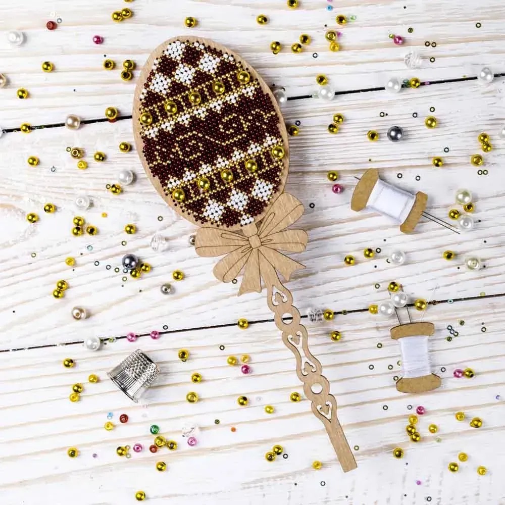 Burgundy Easter Egg - Ornament Wooden Bead Kit, zoomed in. Select this picture to zoom back out.
