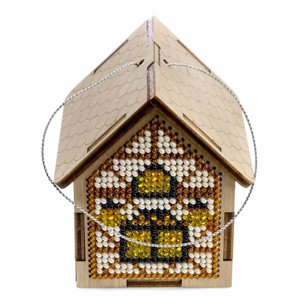 Fairy House - Ornament Wooden Bead Kit, different perspective #1, zoomed in. Select this picture to zoom back out.