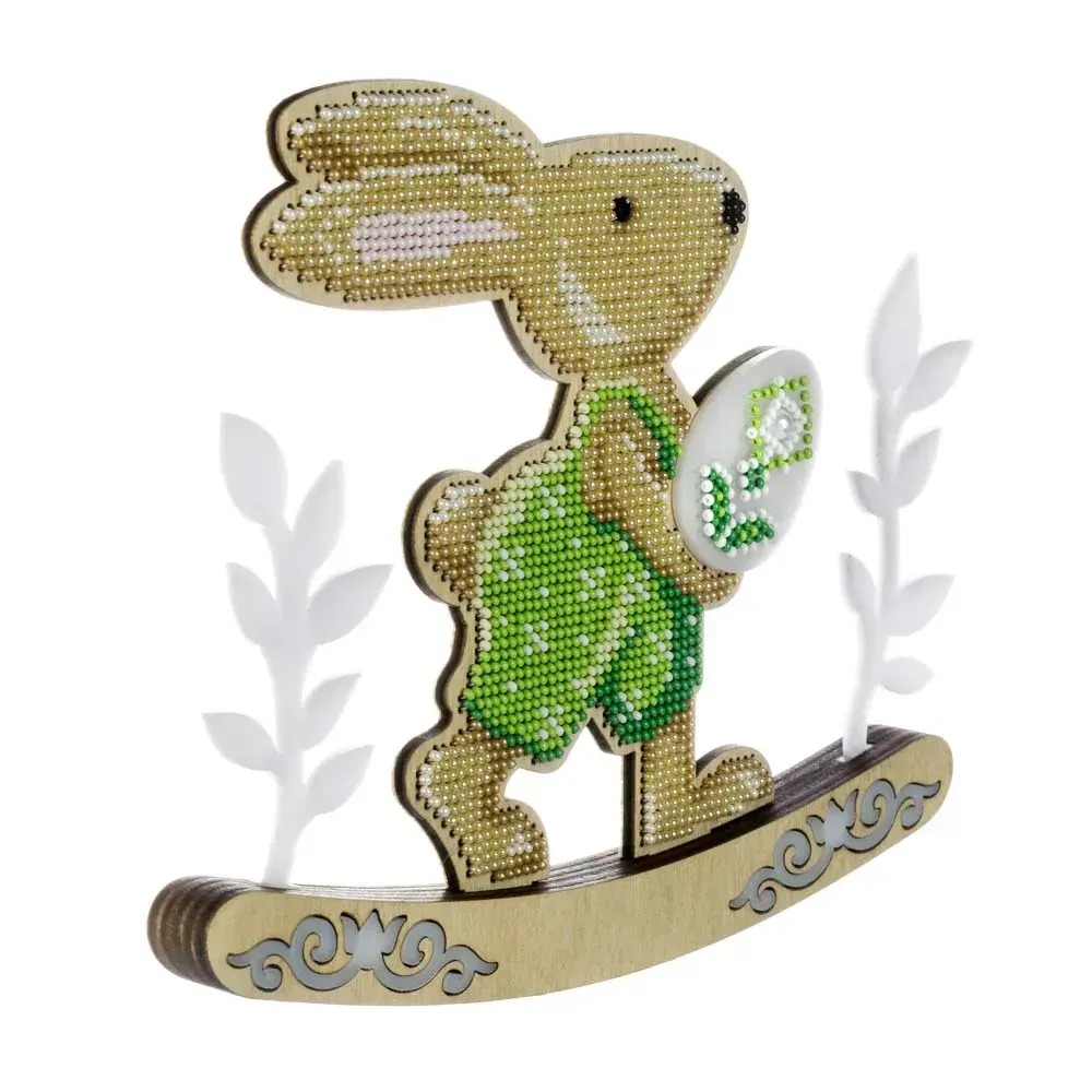 Rocking Bunny - Spring Knight - Easter Wooden Bead Kit, different perspective #1, zoomed in. Select this picture to zoom back out.
