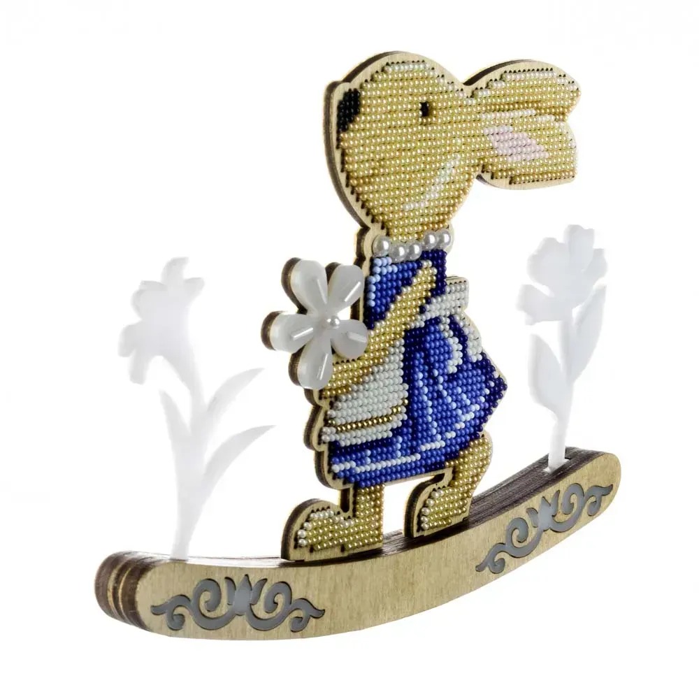 Rocking Bunny - Spring Beauty - Easter Wooden Bead Kit, different perspective #1, zoomed in. Select this picture to zoom back out.