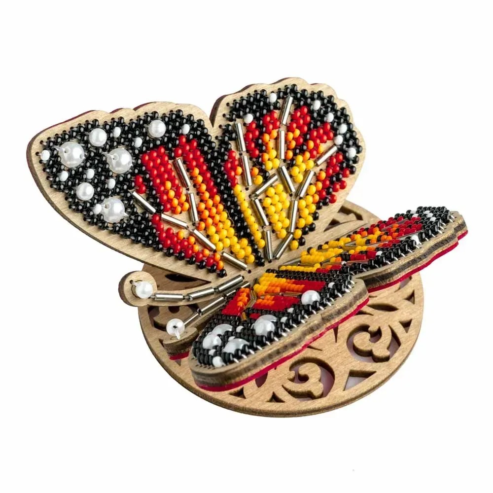 Bright Butterfly - Wooden Ornament Bead Kit, different perspective #1, zoomed in. Select this picture to zoom back out.