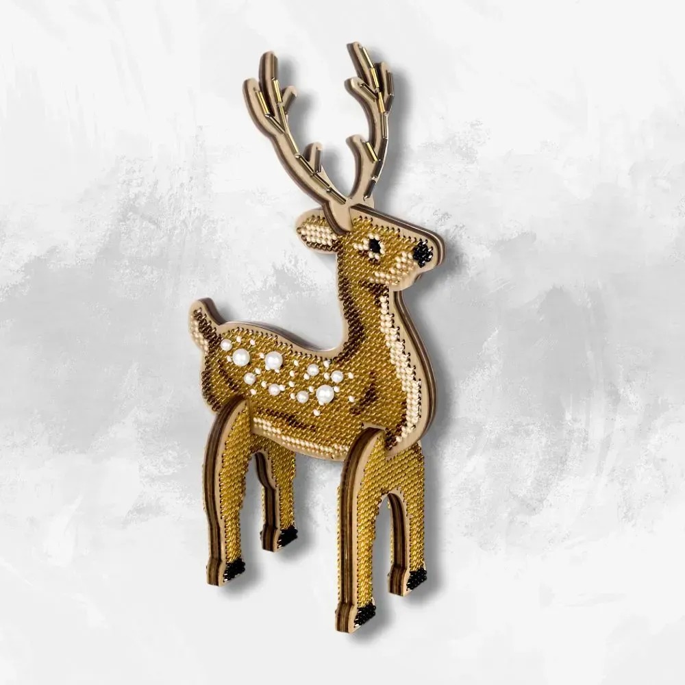 Forest Deer - Double-Sided Wooden Bead Kit, zoomed in. Select this picture to zoom back out.