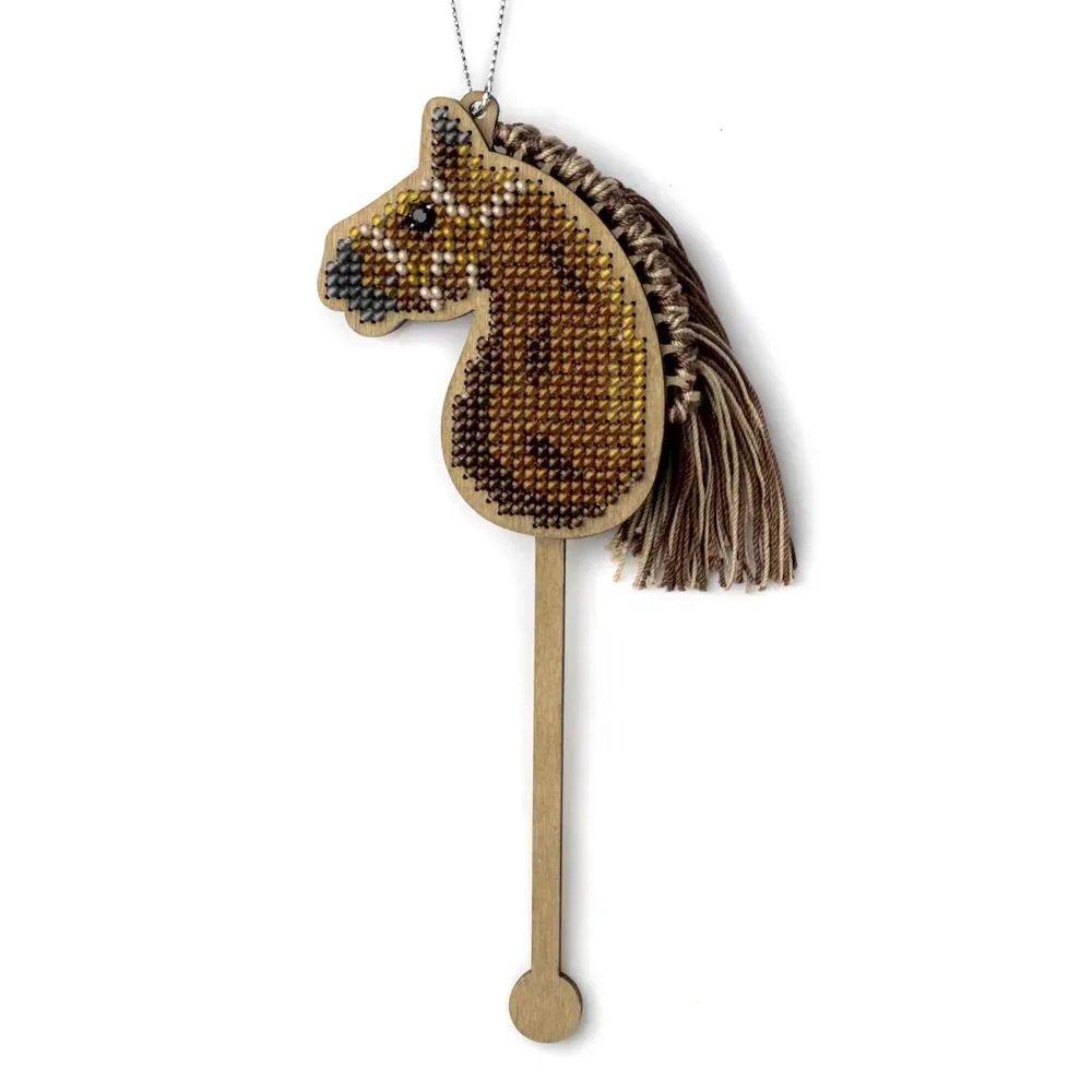 Chestnut Stick Horse - Double Sided Wooden Bead Kit, zoomed in. Select this picture to zoom back out.