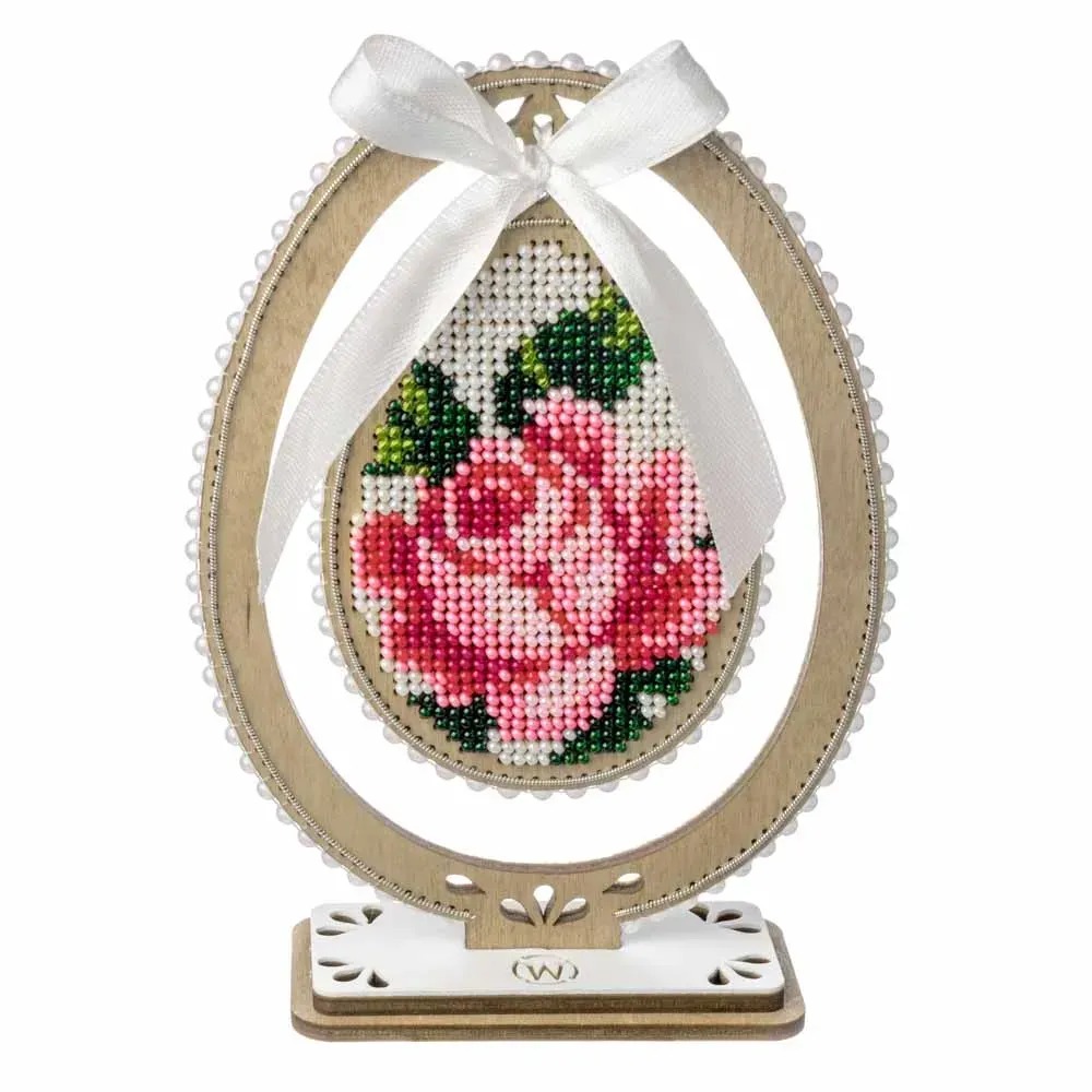 Easter Egg - Spring Floral Design - Wooden Bead Kit, zoomed in. Select this picture to zoom back out.