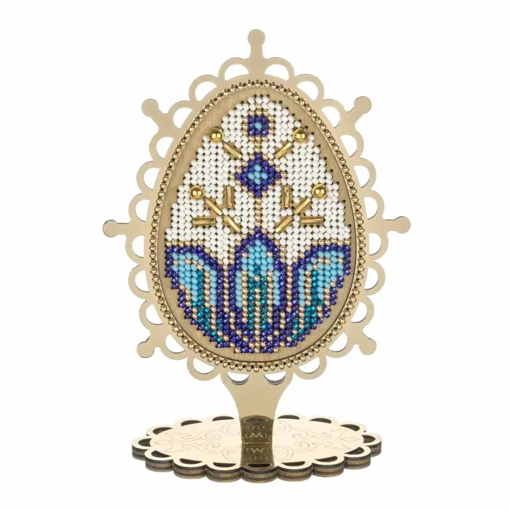 Easter Egg Sapphire Glow - Wooden Bead Kit, zoomed in. Select this picture to zoom back out.