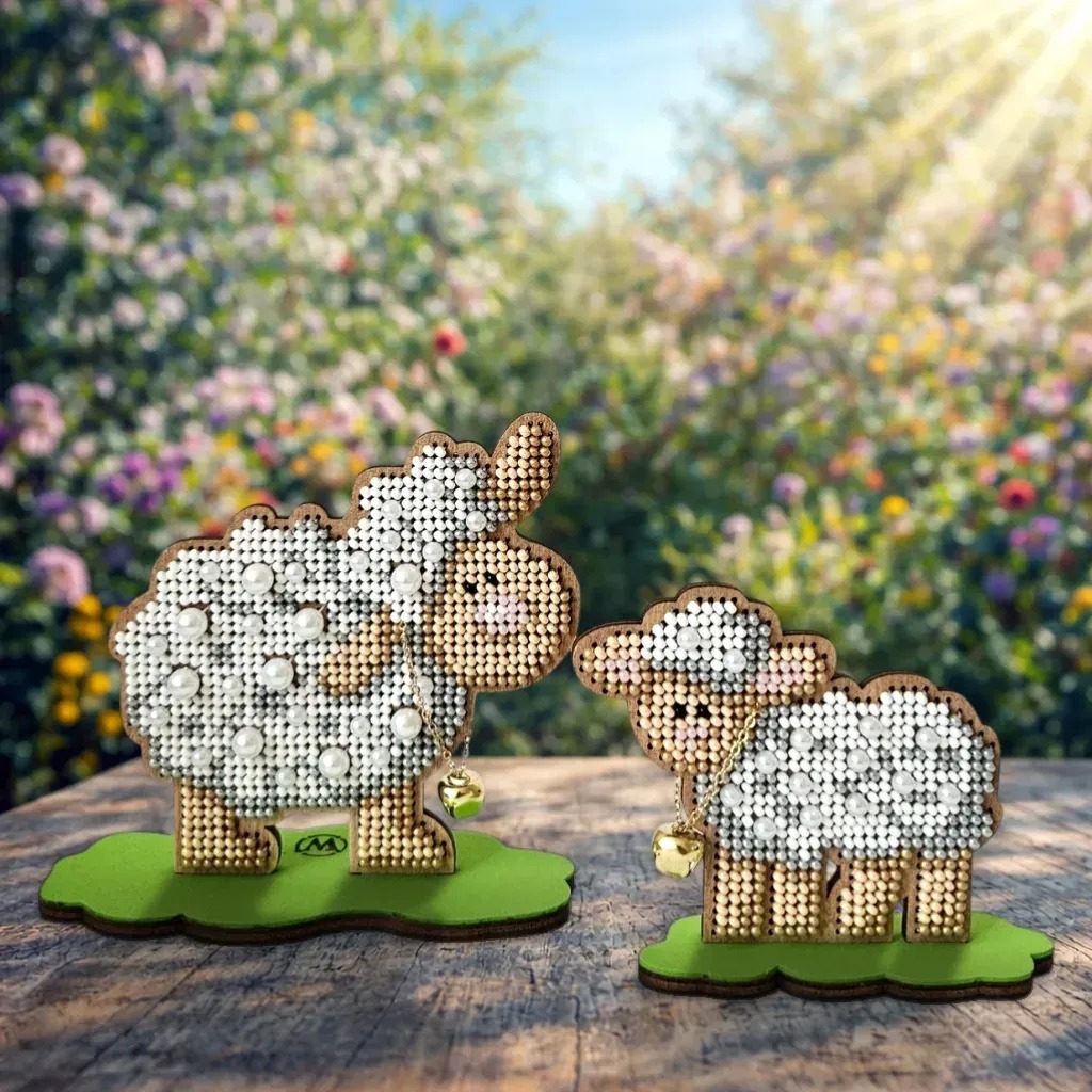 Gentle Little Sheep - Wooden Bead Kit, zoomed in. Select this picture to zoom back out.