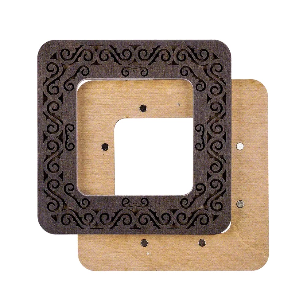 Magnetic Embroidery Frame Dark Swirls - 3.9 x 3.9, different perspective #2, zoomed in. Select this picture to zoom back out.