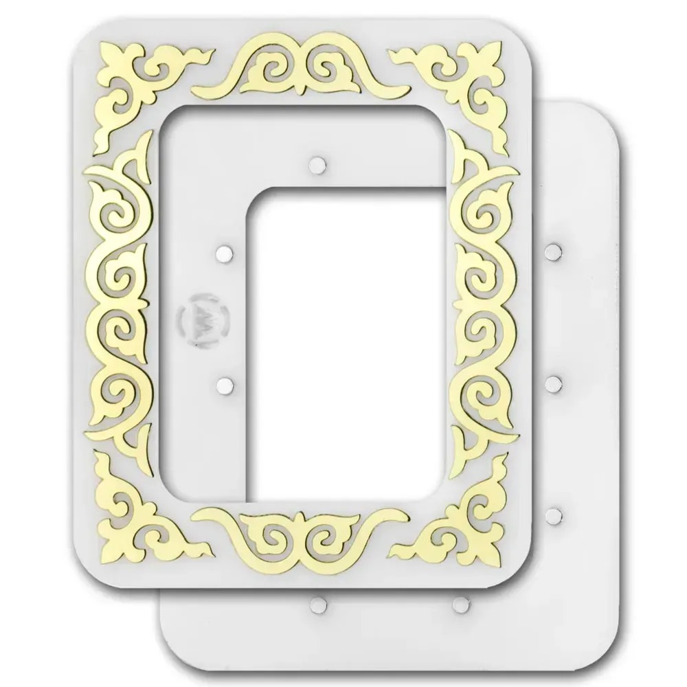 Magnetic Frame Yellow/White 4.1 x 5.1 - Fits Mini Mill Hill, different perspective #2, zoomed in. Select this picture to zoom back out.