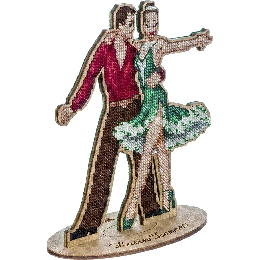 Latin Dancers - Cross Stitch Kit, different perspective #1, zoomed in. Select this picture to zoom back out.
