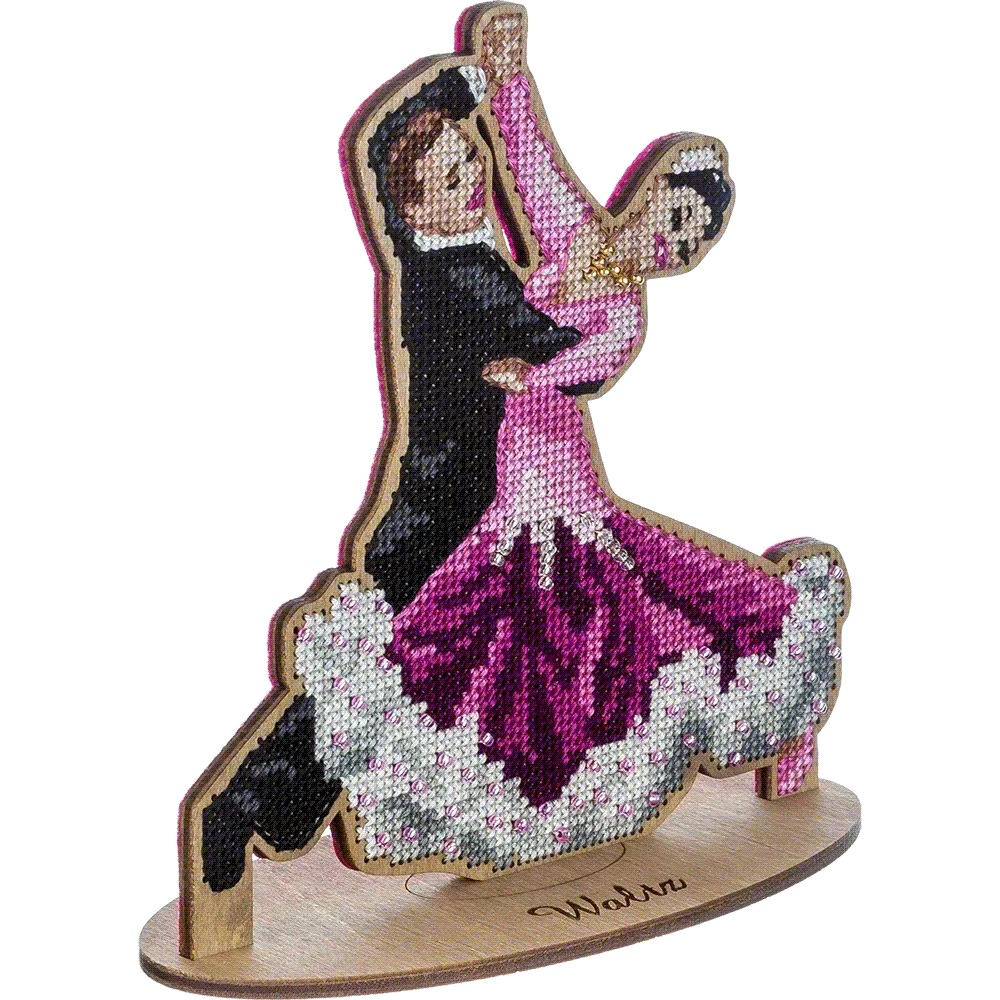 Waltz Dancers - Cross Stitch Kit, different perspective #1, zoomed in. Select this picture to zoom back out.