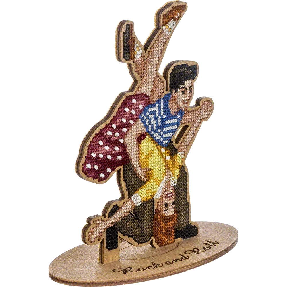 Rock and Roll Dancers - Cross Stitch Kit, different perspective #1, zoomed in. Select this picture to zoom back out.