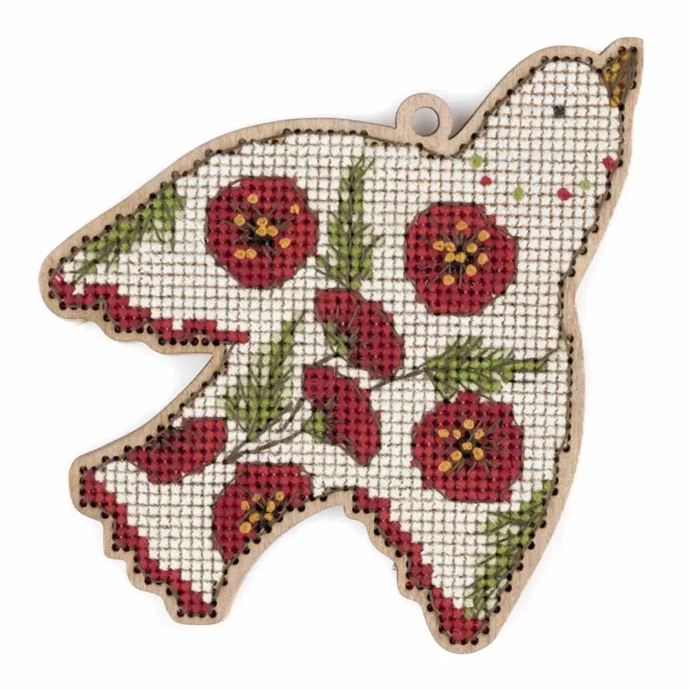 Free Bird - Poppy - Cross Stitch Kit, different perspective #1, zoomed in. Select this picture to zoom back out.