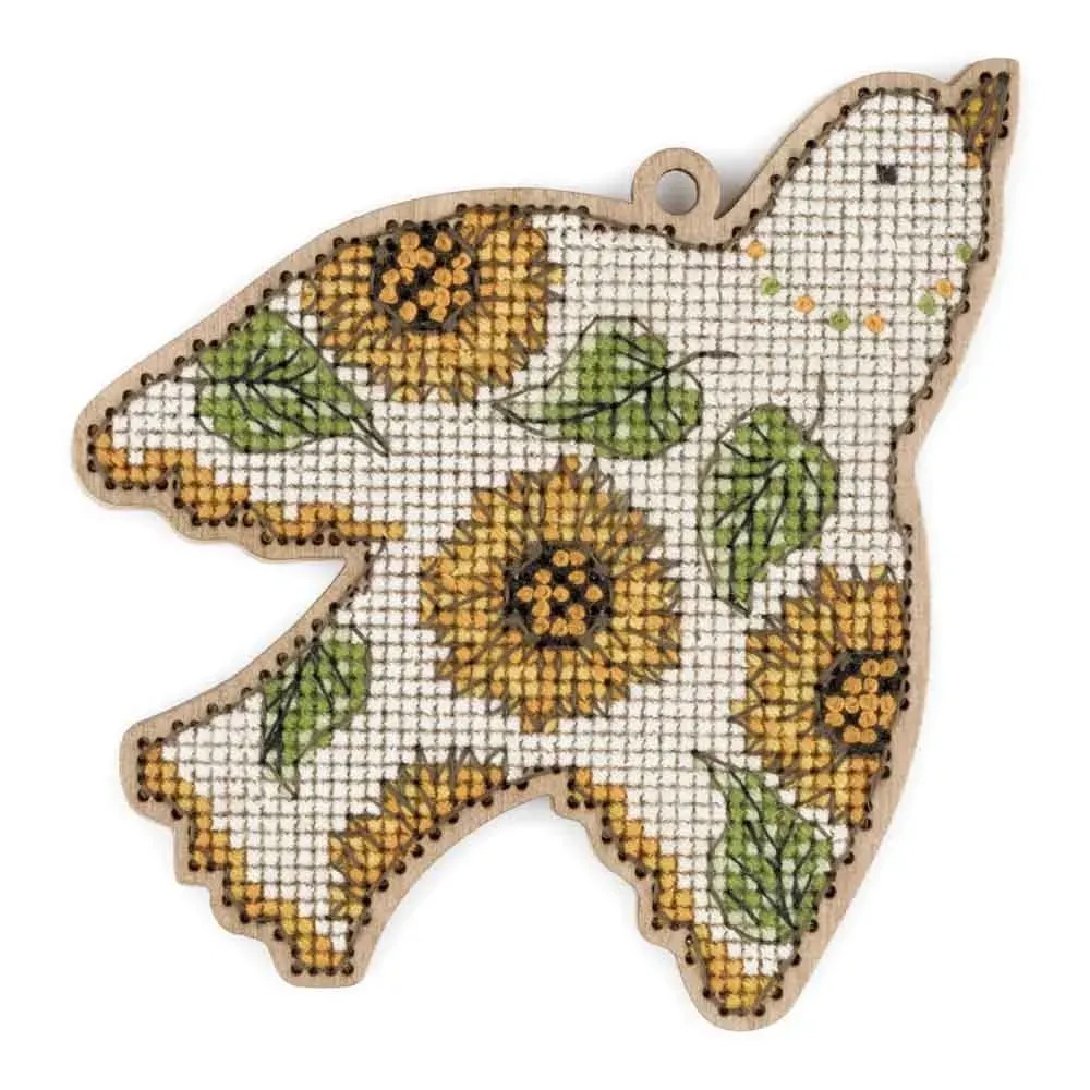 Free Bird - Sunflower - Cross Stitch Kit, different perspective #1, zoomed in. Select this picture to zoom back out.