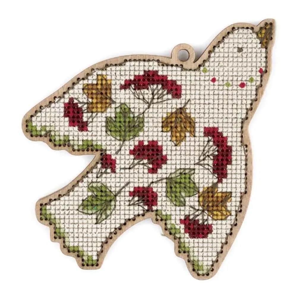 Free Bird - Rowan - Cross Stitch Kit, different perspective #1, zoomed in. Select this picture to zoom back out.
