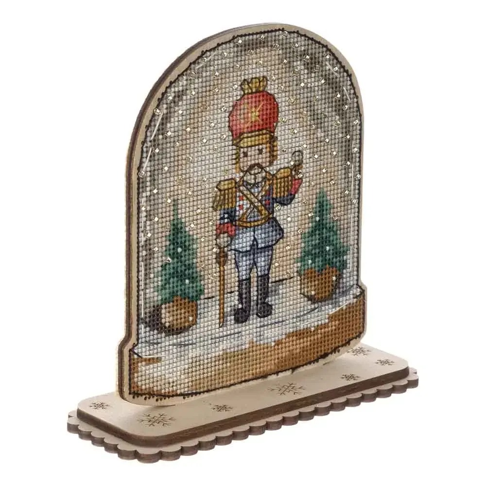 Snow Globe - Cream Edition - Chirstmas Cross Stitch Kit, different perspective #1, zoomed in. Select this picture to zoom back out.