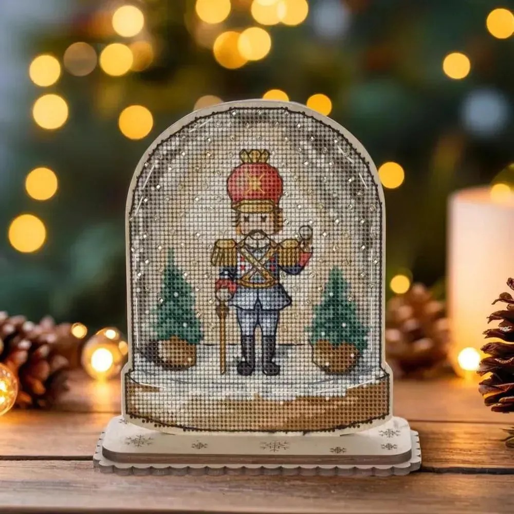 Snow Globe - Cream Edition - Chirstmas Cross Stitch Kit, zoomed in. Select this picture to zoom back out.