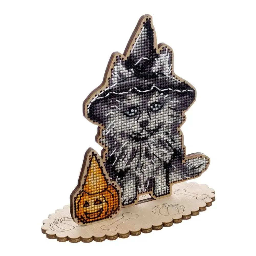 Halloween Husky - Cross Stitch Kit, different perspective #1, zoomed in. Select this picture to zoom back out.