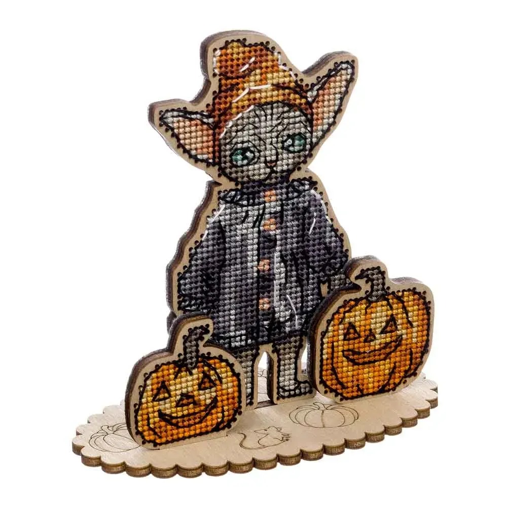 Halloween Beagle - Cross Stitch Kit, different perspective #1, zoomed in. Select this picture to zoom back out.