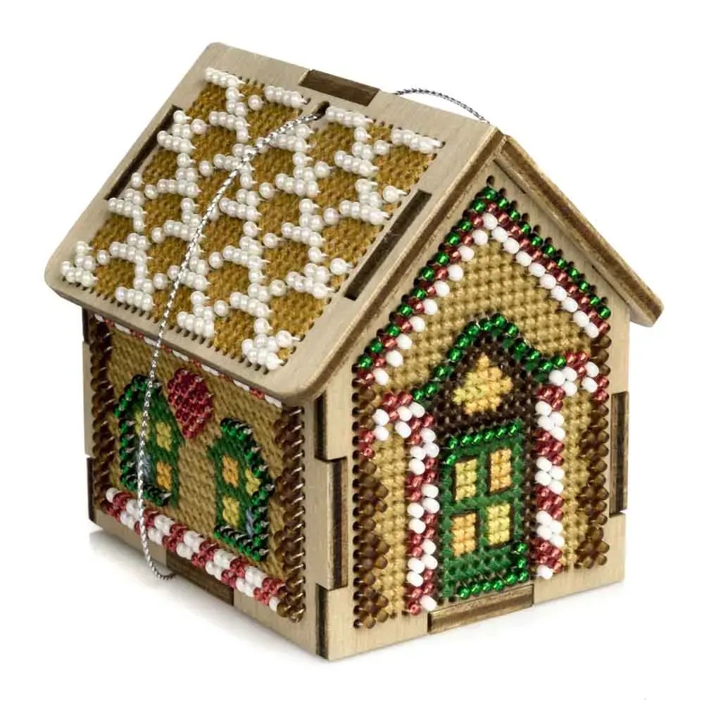 Christmas House 3D - Cross Stitch Kit, different perspective #1, zoomed in. Select this picture to zoom back out.