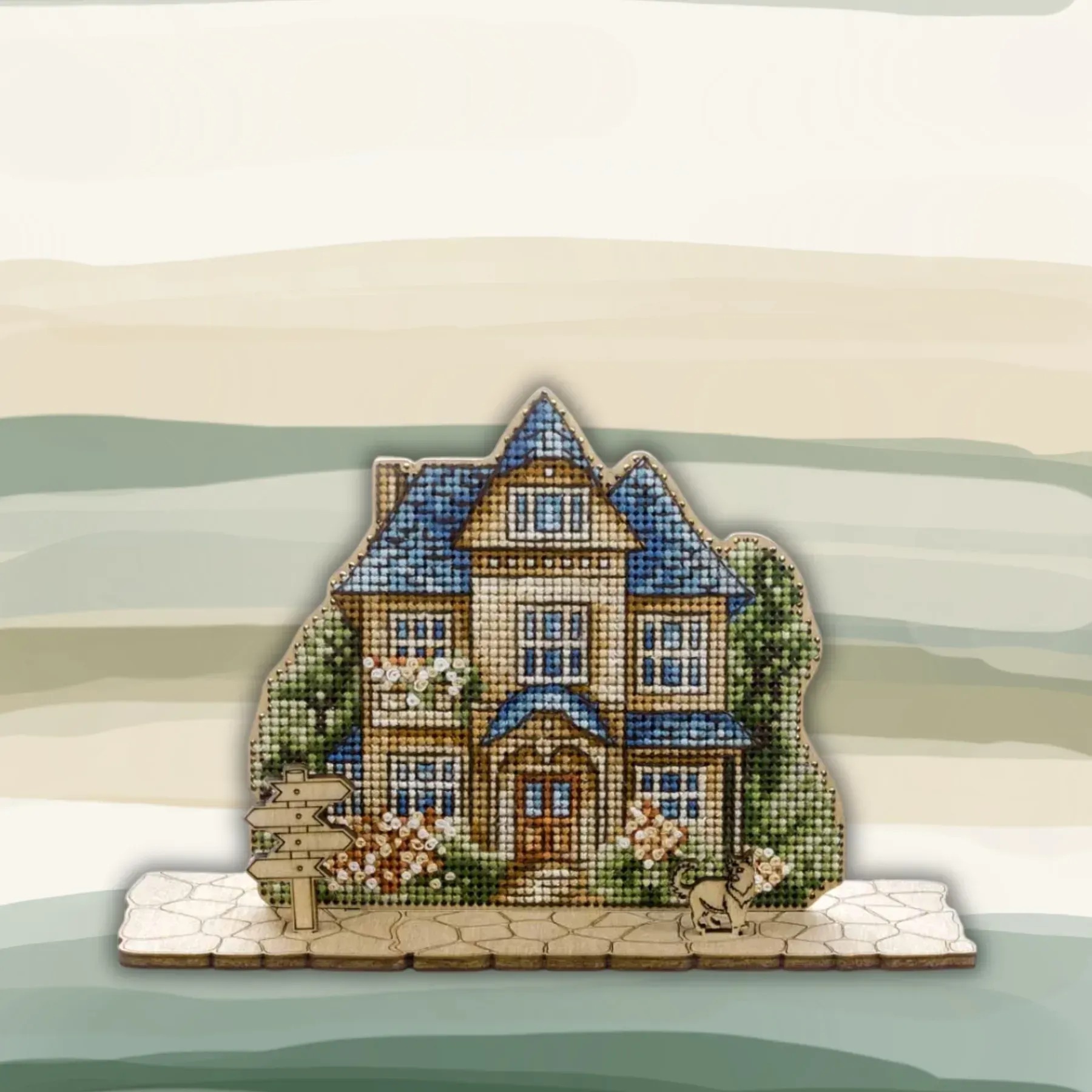 Morning in the Garden - Cross Stitch Kit, zoomed in. Select this picture to zoom back out.