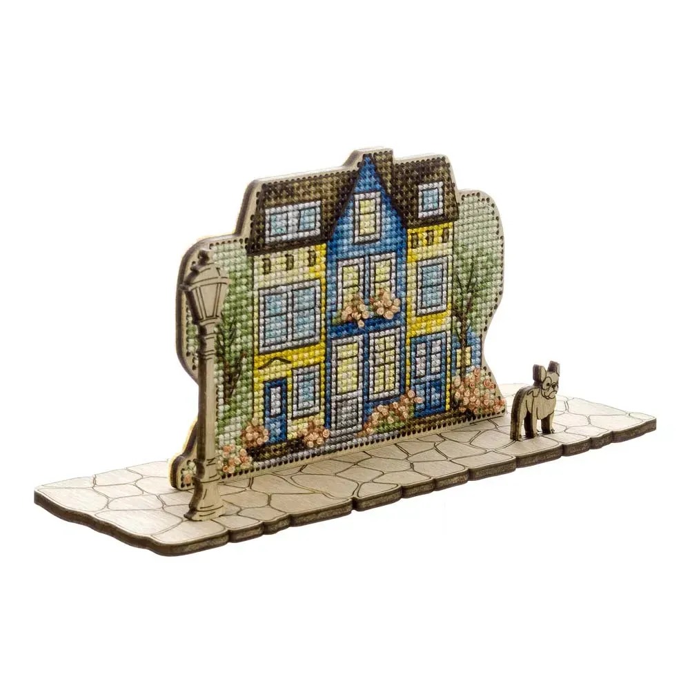 Colorful Facades - Cross Stitch Kit, different perspective #1, zoomed in. Select this picture to zoom back out.