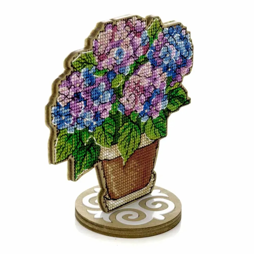 Hydrangea - Cross Stitch Kit, different perspective #1, zoomed in. Select this picture to zoom back out.