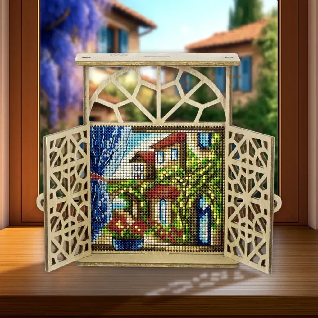 Mediterranean Morning - Cross Stitch Kit, zoomed in. Select this picture to zoom back out.