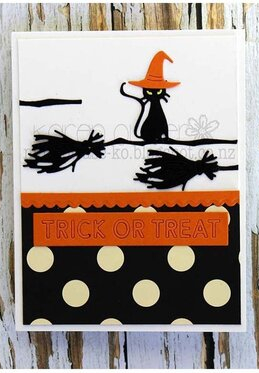 Cat On A Broom - Halloween Frantic Stamper Craft Die