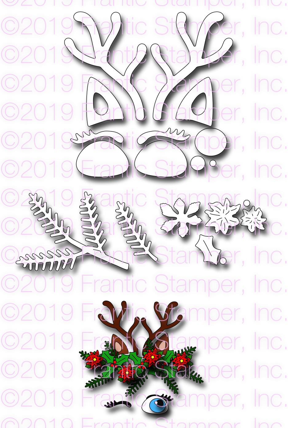 Reindeer Features - Christmas Frantic Stamper Craft Die