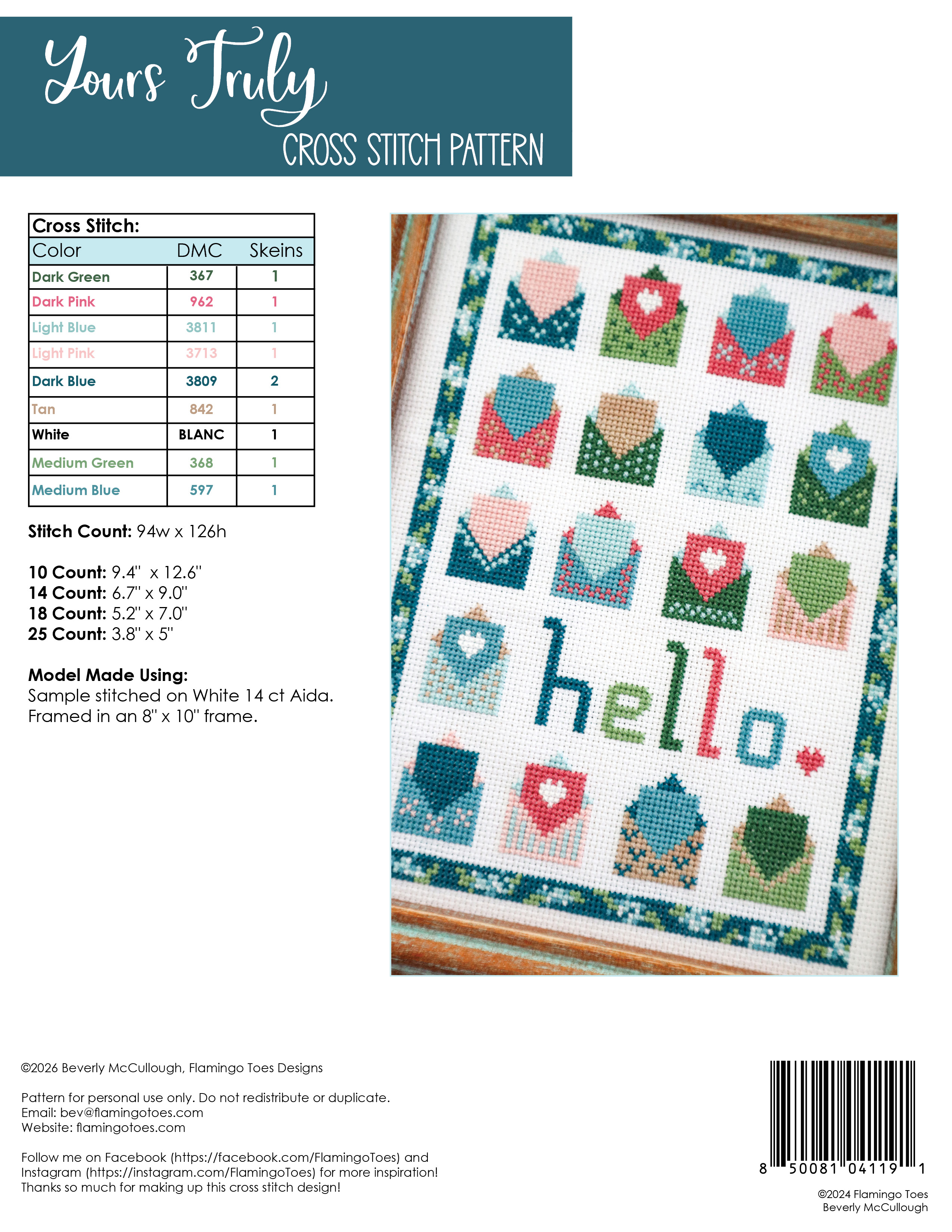 Yours Truly - Cross Stitch Pattern