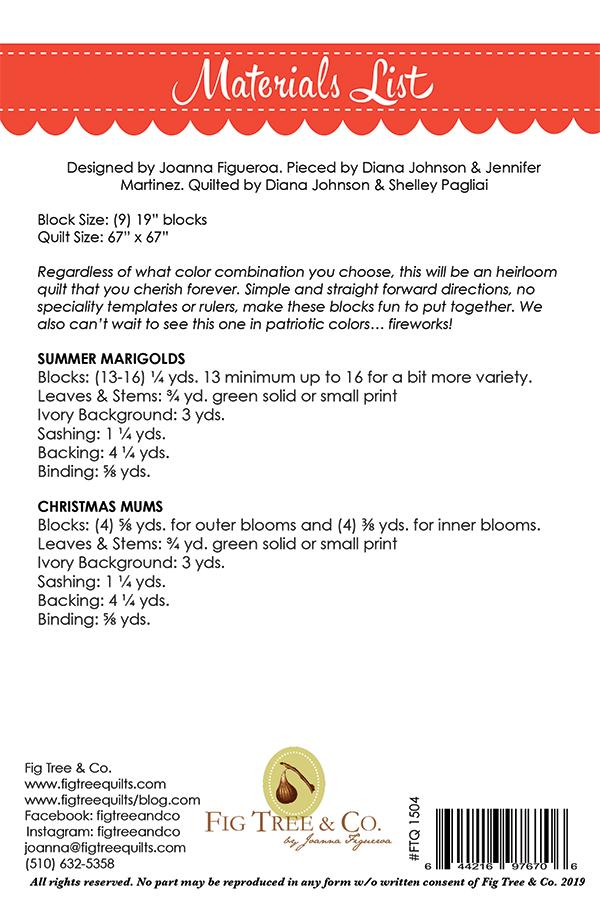 Mums And Marigolds - Quilt Pattern