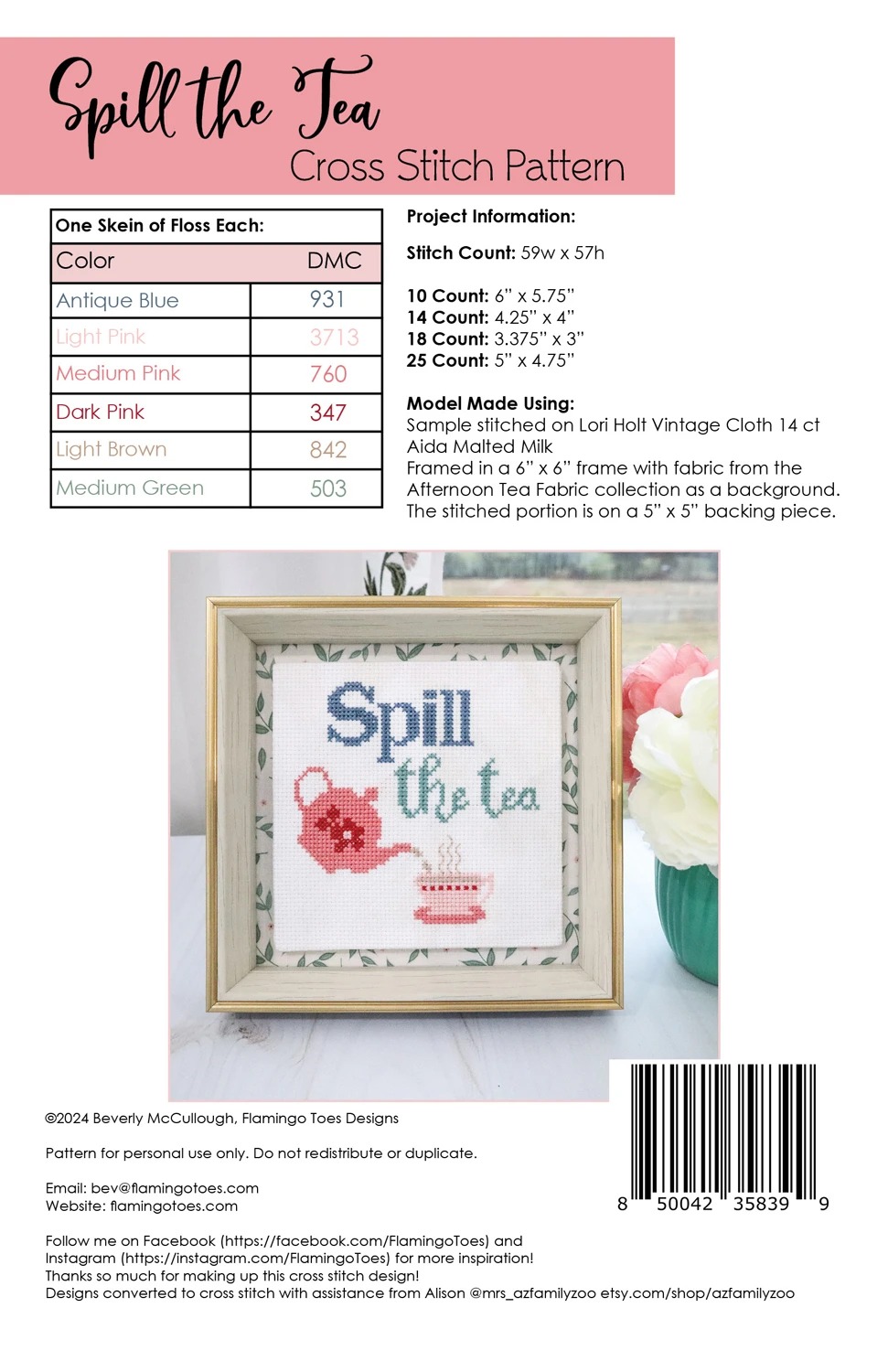 Spill the Tea - Cross Stitch Pattern