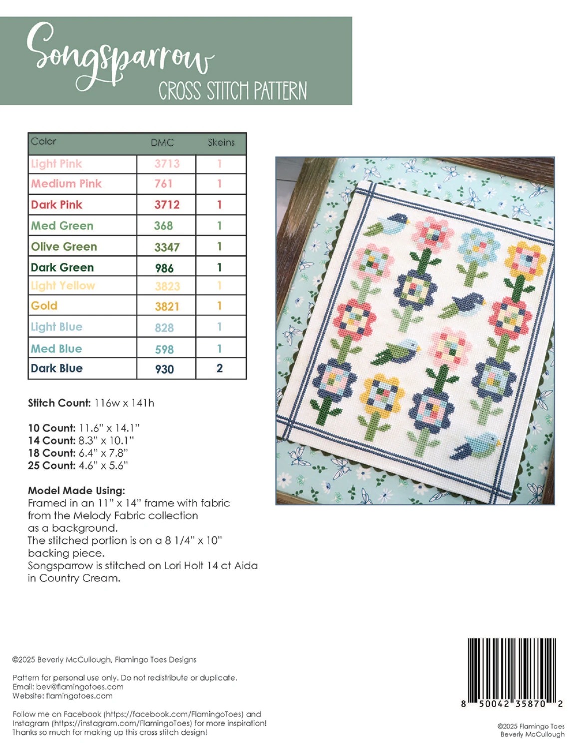 Songsparrow - Cross Stitch Pattern