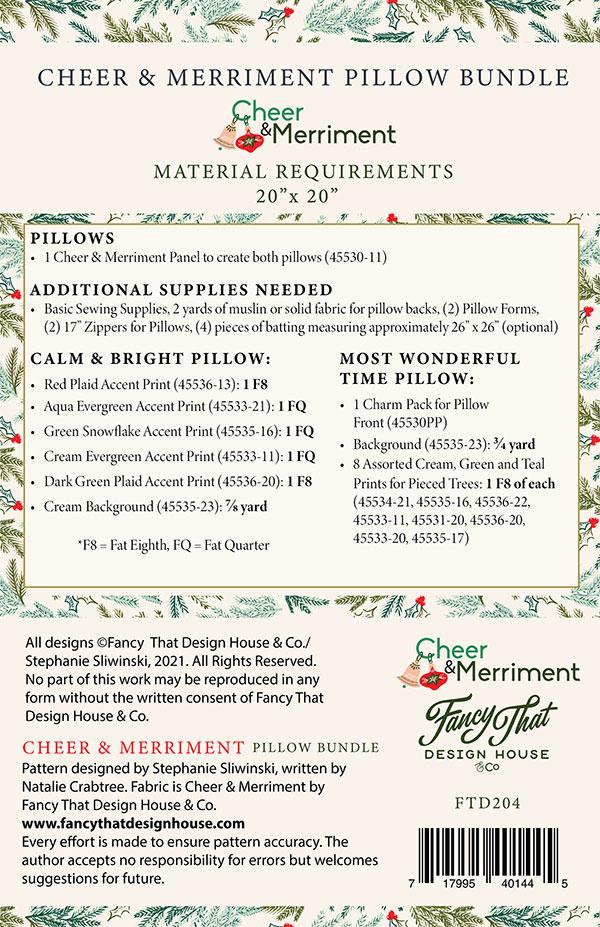 Cheer and Merriment Pillow Bundle - Quilt Pattern, different perspective #1, zoomed in. Select this picture to zoom back out.