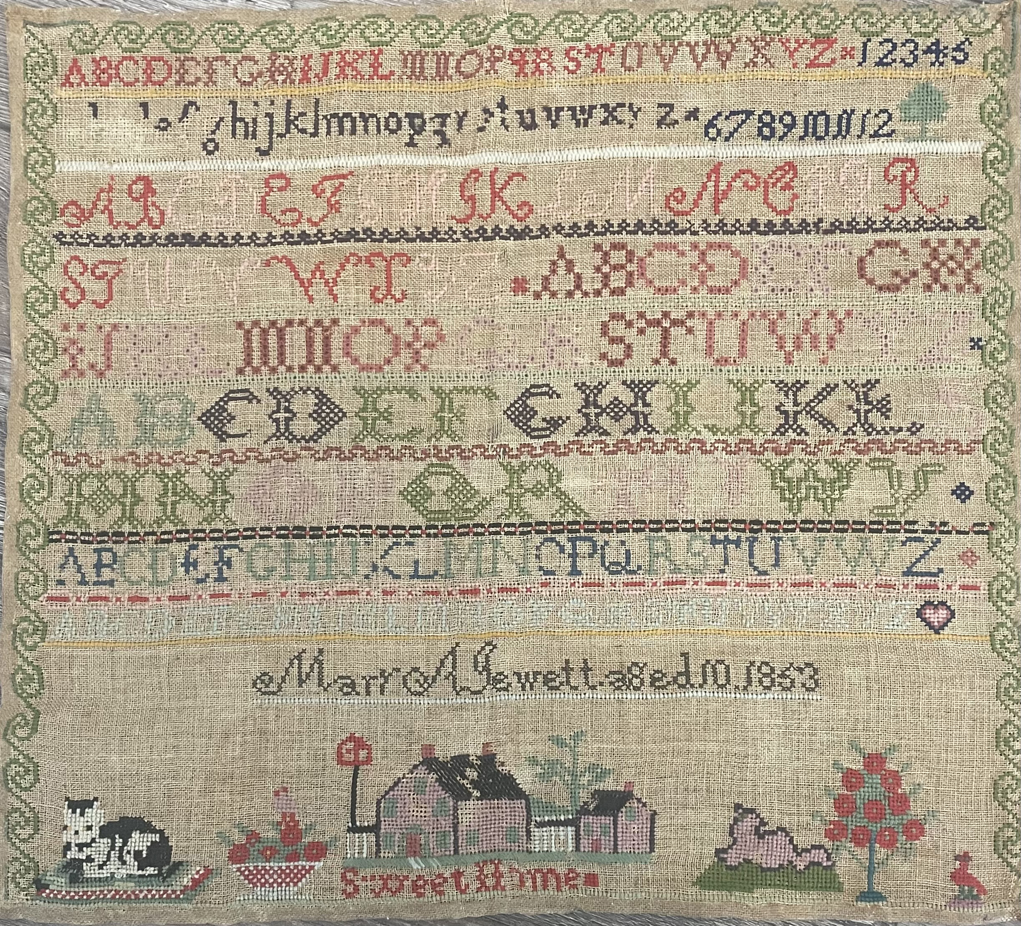 Mary A Jewett 1853 Sampler - Cross Stitch Pattern
