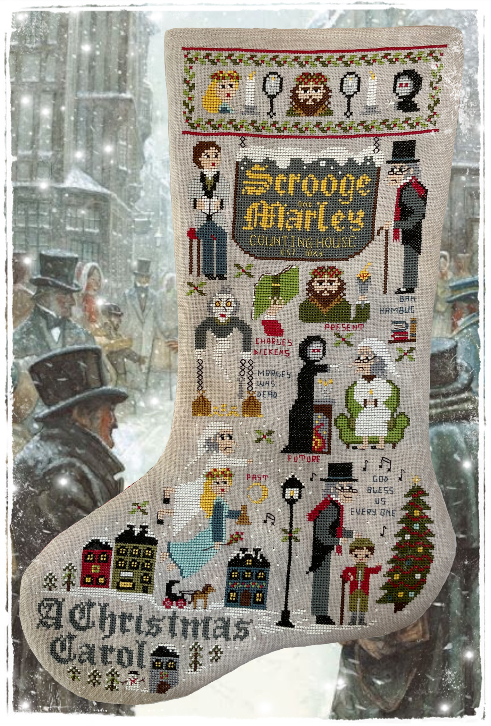 Christmas Carol Stocking - Cross Stitch Pattern