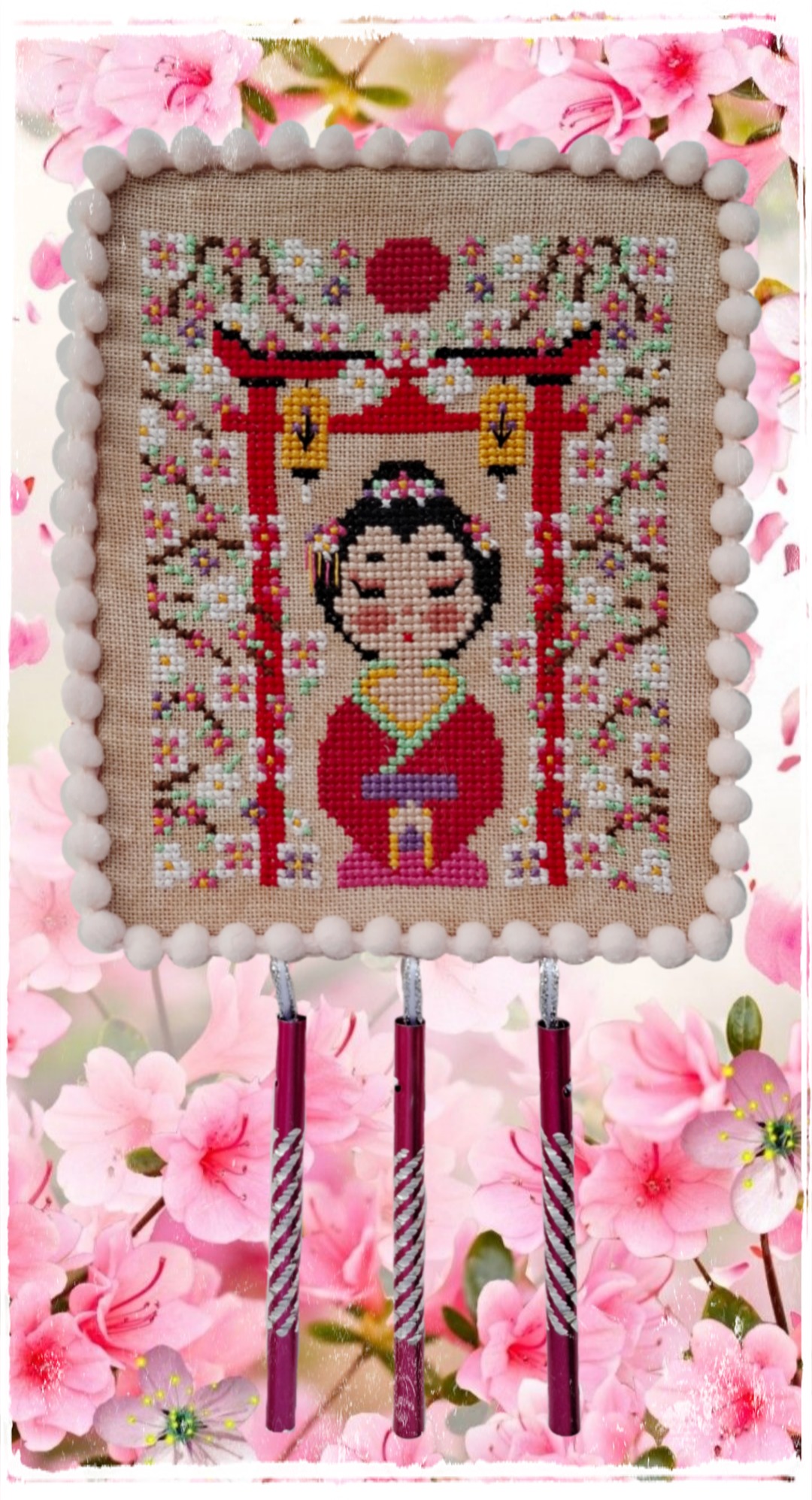 Geisha Sakura Furin - Cross Stitch Pattern