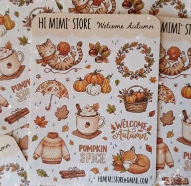 Pumpkin Spice Season - Cross Stitch Pattern, different perspective #1, zoomed in. Select this picture to zoom back out.