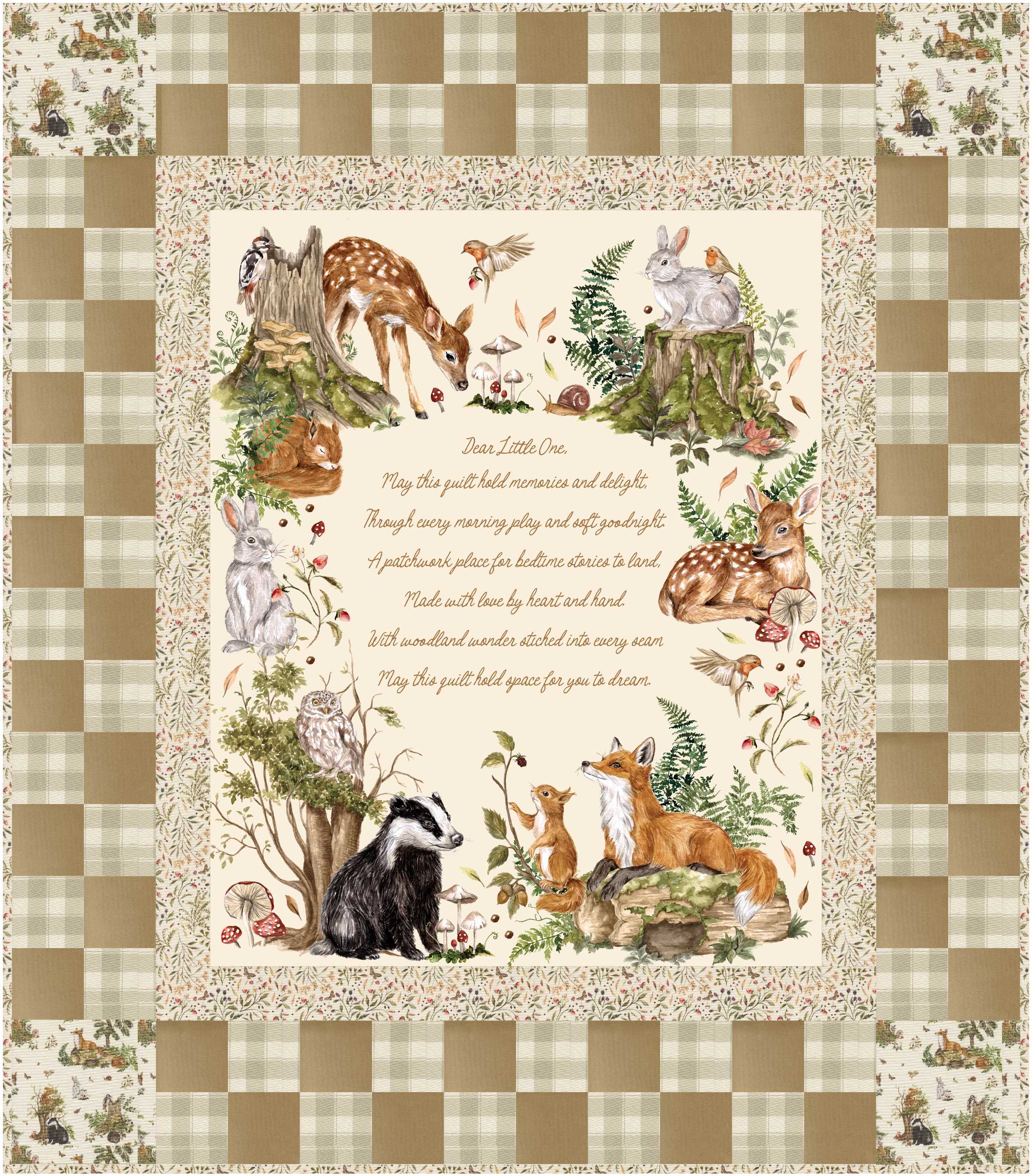 Fable and Fern Quilt Cuddle Stone - Quilt Fabric, different perspective #2, zoomed in. Select this picture to zoom back out.