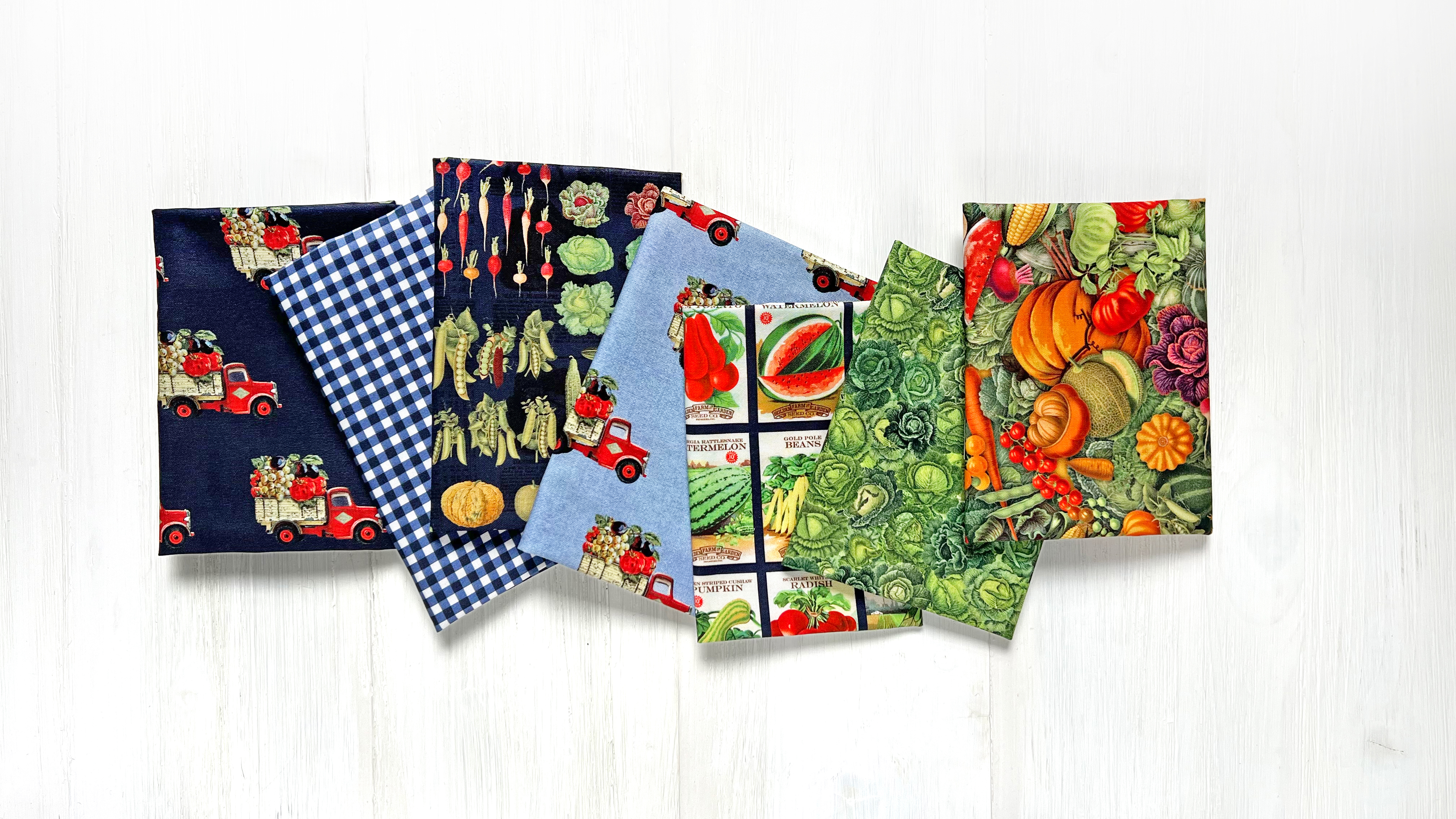 Farm And Garden Harvest - Indigo - Quilt Fabric