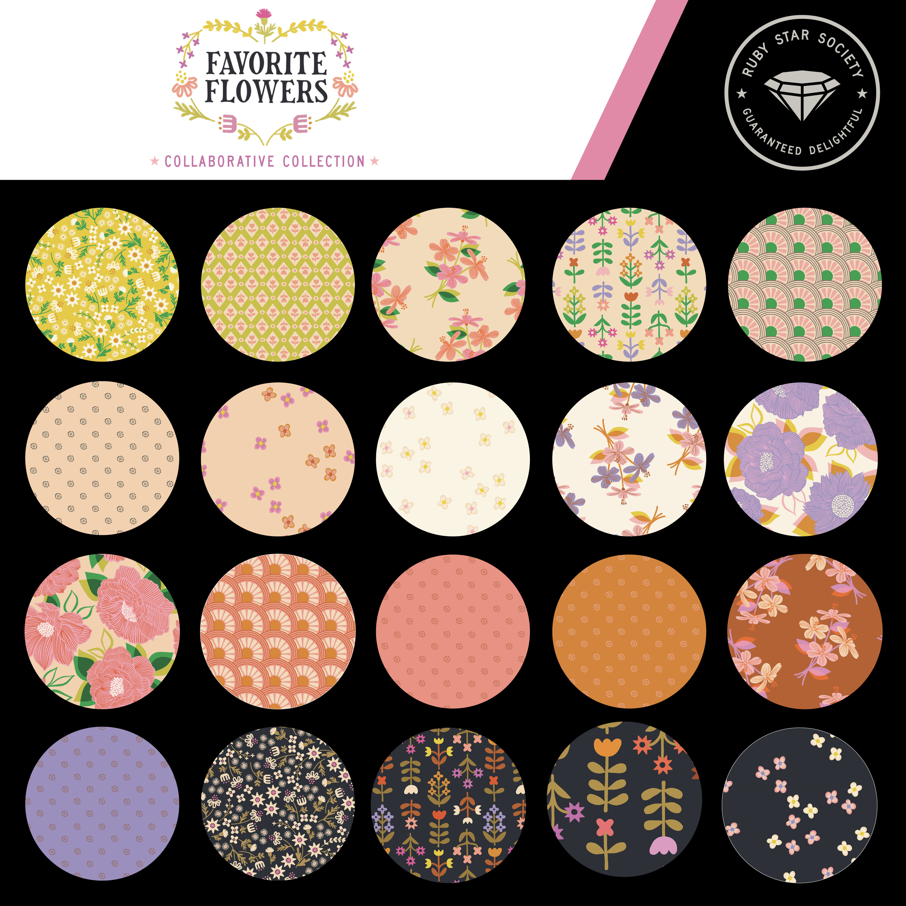 Favorite Flowers Inflorescence - Golden Hour - Quilt Fabric