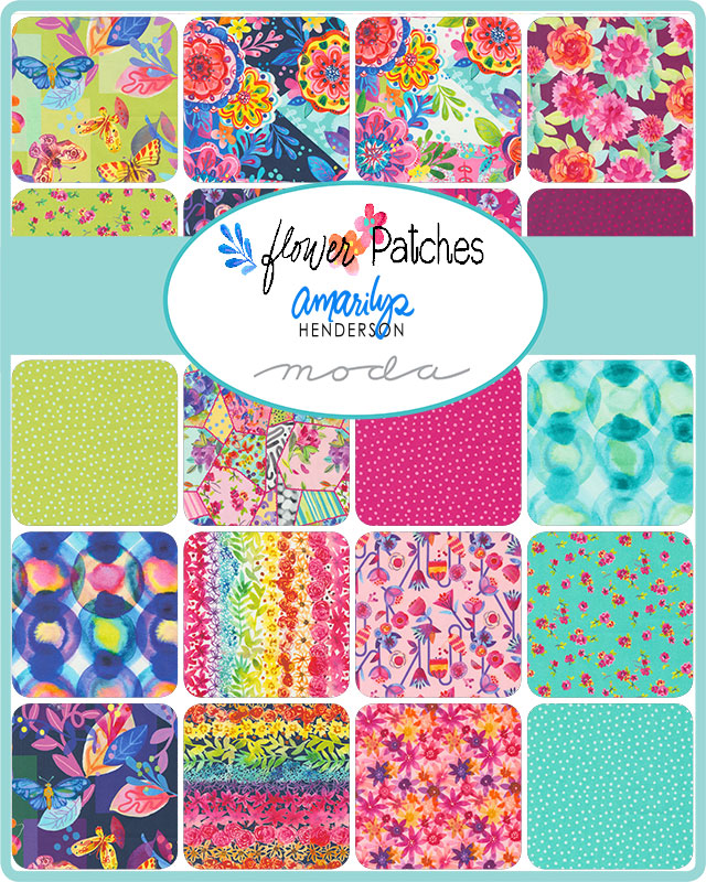 Flower Patches Watercolor - Raspberry - Quilt Fabric