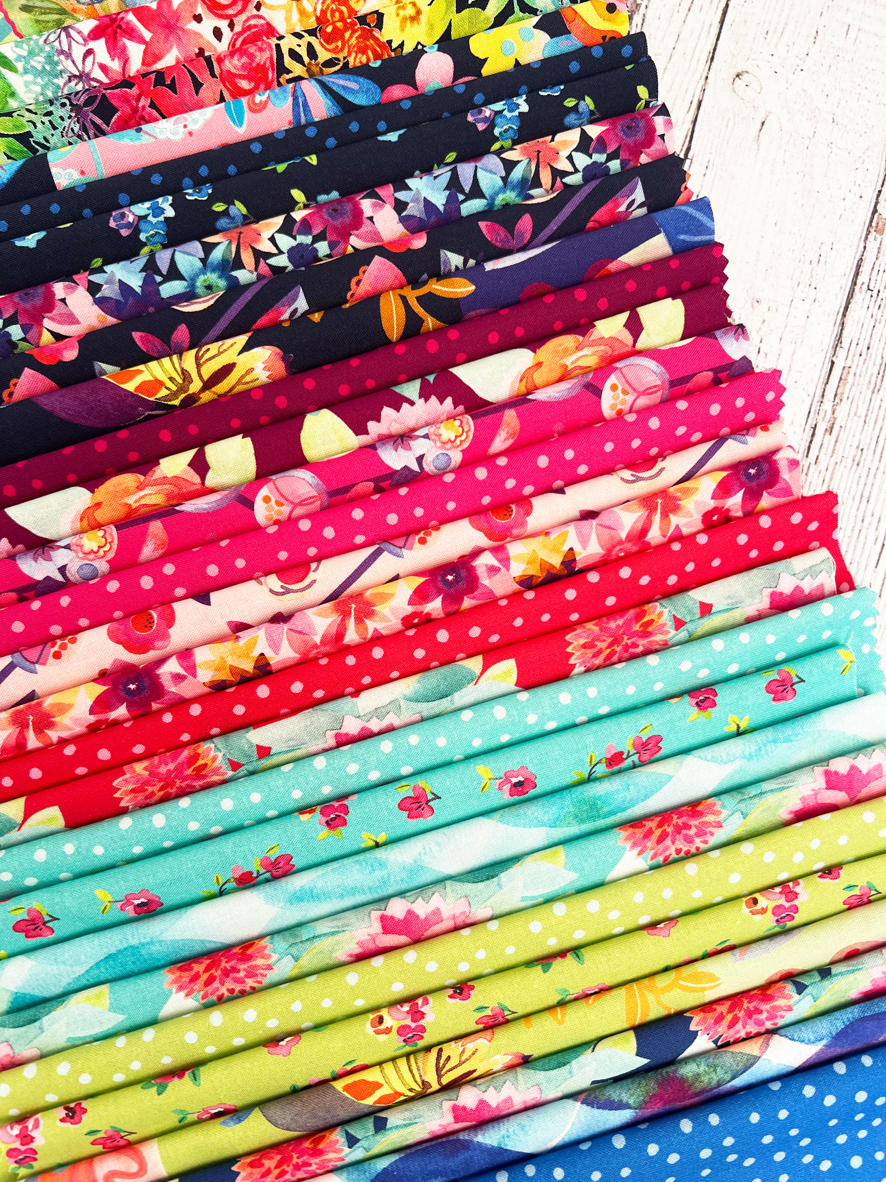 Flower Patches Watercolor - Raspberry - Quilt Fabric