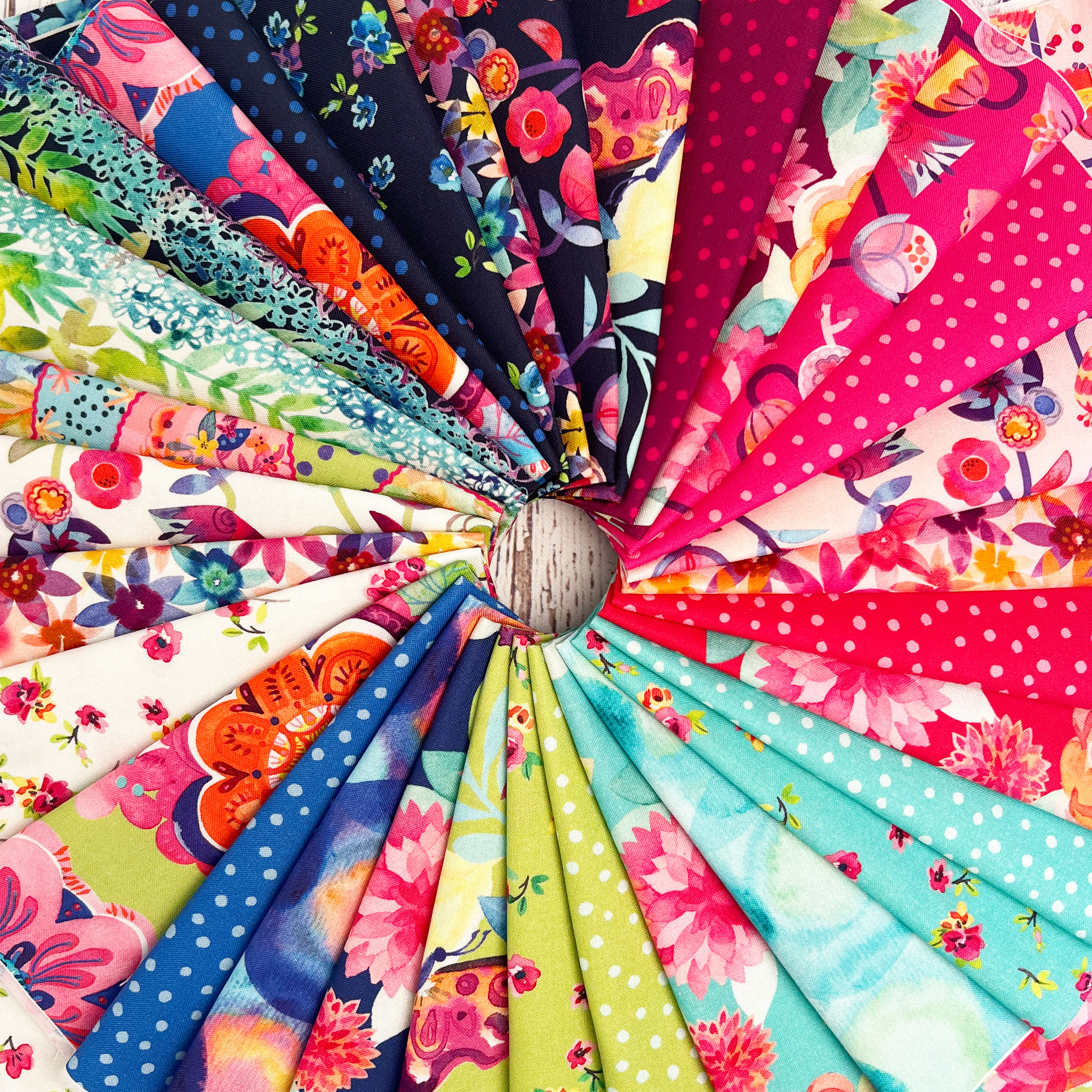 Flower Patches Watercolor - Raspberry - Quilt Fabric