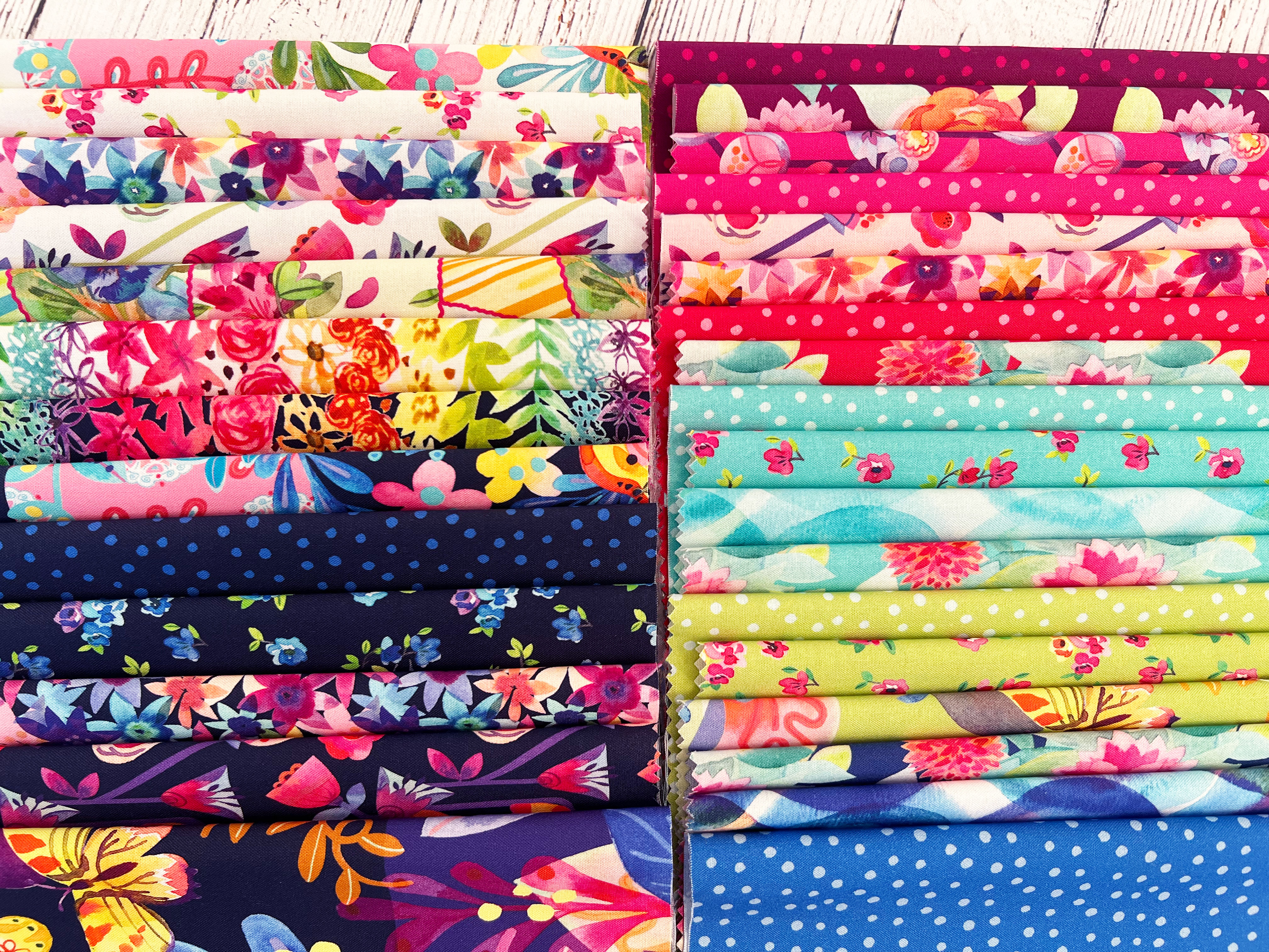 Flower Patches Watercolor - Raspberry - Quilt Fabric