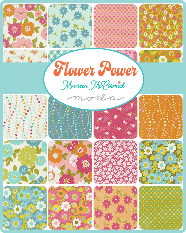 Flower Power Citrine - Lazy Daisy Stripes Floral - Fabric